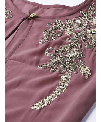 purple Made to Measure Kurta Pallazo Set with front open jacket and Kundan emellishments 5