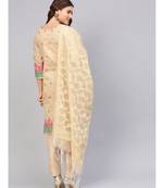 multicolor Beige Made-to-Measure Kurta Set with Banarasi Handloom dupatta and Pants
