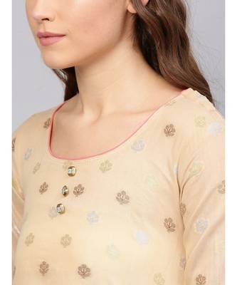 multicolor Beige Made-to-Measure Kurta Set with Banarasi Handloom dupatta and Pants 3