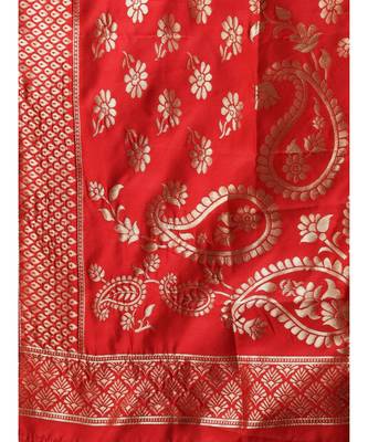 multicolor Banarasi French Silk Stitched Suit Dupatta with Pallazzos, Gota Patti & Banarasi Dupatta 4