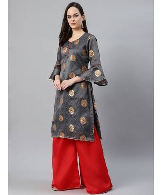 multicolor Banarasi French Silk Stitched Suit Dupatta with Pallazzos, Gota Patti & Banarasi Dupatta 5
