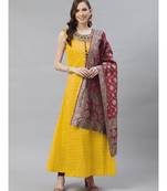multicolor Made to Measure Embellished Anarkali Kurta Set with Banarasi Dupatta and Check pattern