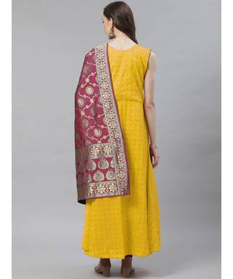 multicolor Made to Measure Embellished Anarkali Kurta Set with Banarasi Dupatta and Check pattern 3