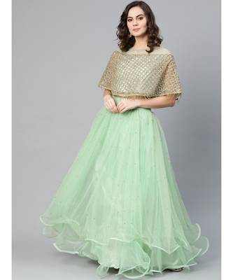 Green embroidered Net readymade-lehenga-cholis 1