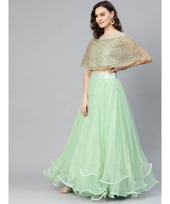 Green embroidered Net readymade-lehenga-cholis 3