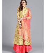 yellow plain Art Silk readymade-lehenga-cholis