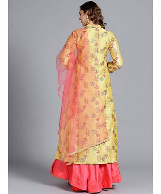 yellow plain Art Silk readymade-lehenga-cholis 3