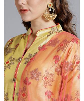 yellow plain Art Silk readymade-lehenga-cholis 4