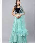 Turquoise embroidered Net readymade-lehenga-cholis