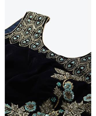 Turquoise embroidered Net readymade-lehenga-cholis 5