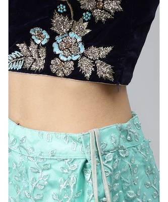 Turquoise embroidered Net readymade-lehenga-cholis 6