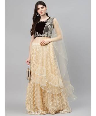 Gold embroidered Net readymade-lehenga-cholis 1