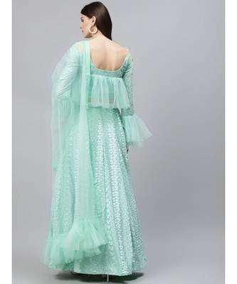 green embroidered rayon readymade-lehenga-cholis 2