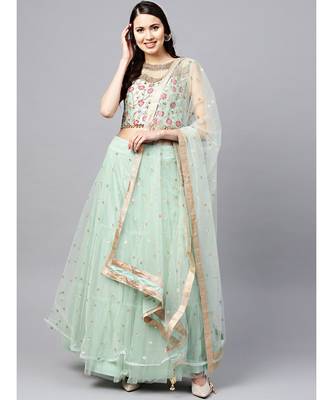 green embroidered Net readymade-lehenga-cholis 1