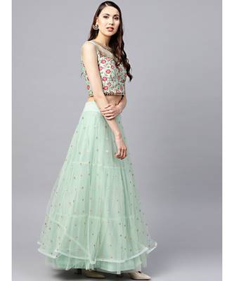 green embroidered Net readymade-lehenga-cholis 2