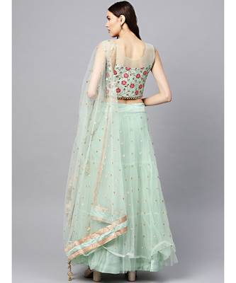 green embroidered Net readymade-lehenga-cholis 3