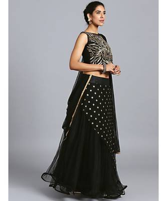Black embroidered Net readymade-lehenga-cholis 5