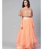 Peach embroidered Net readymade-lehenga-cholis