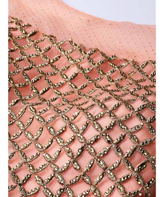 Peach embroidered Net readymade-lehenga-cholis 4