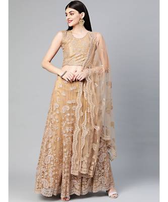 Gold embroidered Net readymade-lehenga-cholis 1