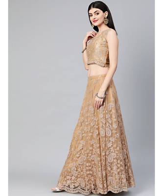 Gold embroidered Net readymade-lehenga-cholis 3