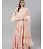 Peach embroidered rayon readymade-lehenga-cholis