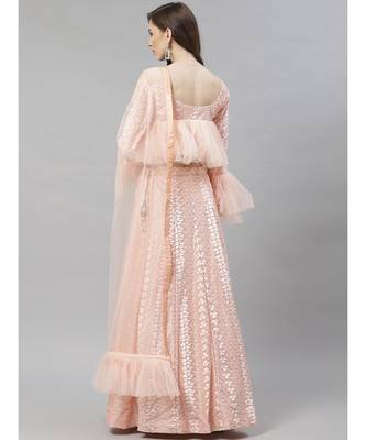 Peach embroidered rayon readymade-lehenga-cholis 2