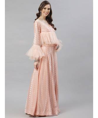 Peach embroidered rayon readymade-lehenga-cholis 3