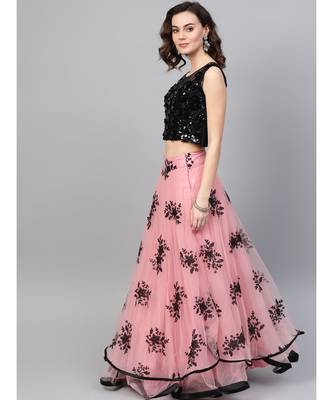 Pink embroidered Net readymade-lehenga-cholis 2