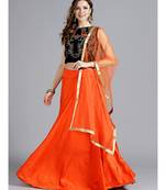 Orange plain Art Silk readymade-lehenga-cholis