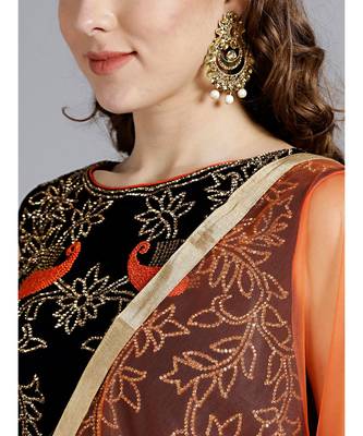 Orange plain Art Silk readymade-lehenga-cholis 4