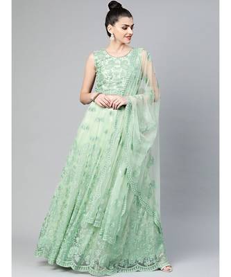 Green embroidered Net readymade-lehenga-cholis 1