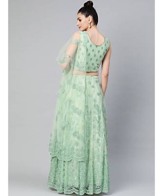Green embroidered Net readymade-lehenga-cholis 2