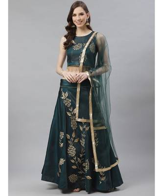 green embroidered Art Silk readymade-lehenga-cholis 2