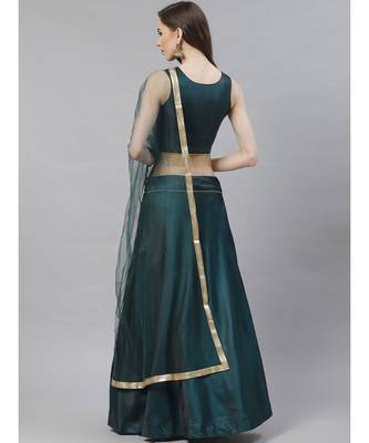 green embroidered Art Silk readymade-lehenga-cholis 3