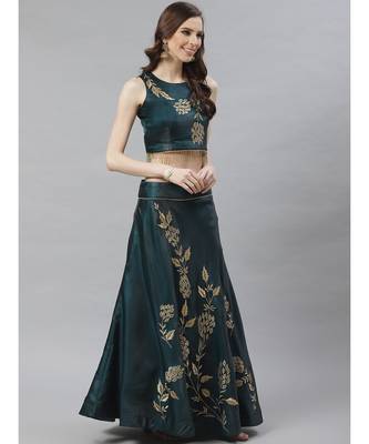 green embroidered Art Silk readymade-lehenga-cholis 4