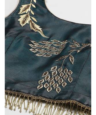green embroidered Art Silk readymade-lehenga-cholis 5