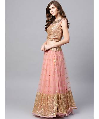Pink embroidered Net readymade-lehenga-cholis 2