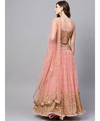 Pink embroidered Net readymade-lehenga-cholis 3