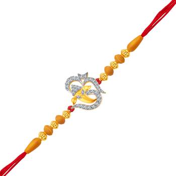Om Ganesh CZ Gold and Rhodium Plated Alloy Rakhi for Lovely Brother 1