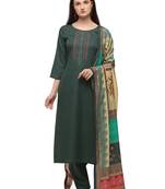 Sea Green Color Printed Dupatta Unstitched Dress Material