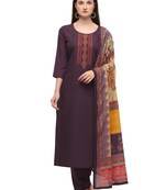 Wine Color Printed Dupatta Unstitched Dress Material