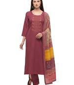 Peach Color Printed Dupatta Unstitched Dress Material