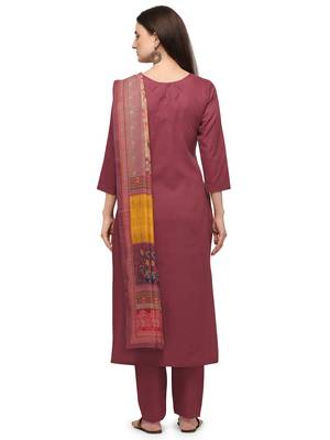 Peach Color Printed Dupatta Unstitched Dress Material 2