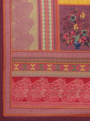 Peach Color Printed Dupatta Unstitched Dress Material 4