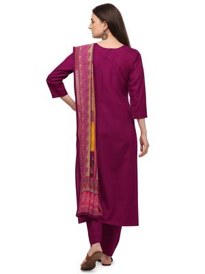 Magenta Color Printed Dupatta Unstitched Dress Material 2