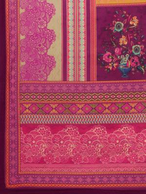 Magenta Color Printed Dupatta Unstitched Dress Material 4