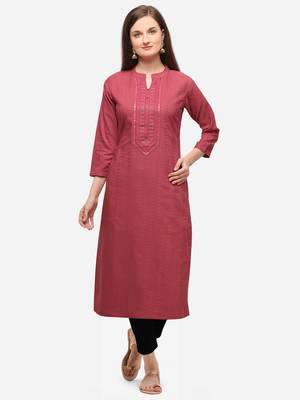 Peach Color Embroidered Straight Kurta 1