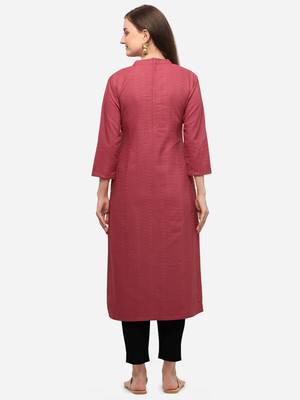 Peach Color Embroidered Straight Kurta 2