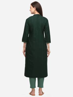 Green Color Embroidered Straight Kurta 2